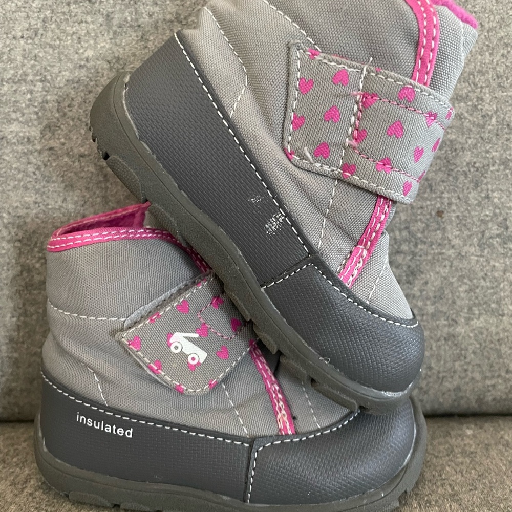 See Kai Run Gray and Pink Winter Boots